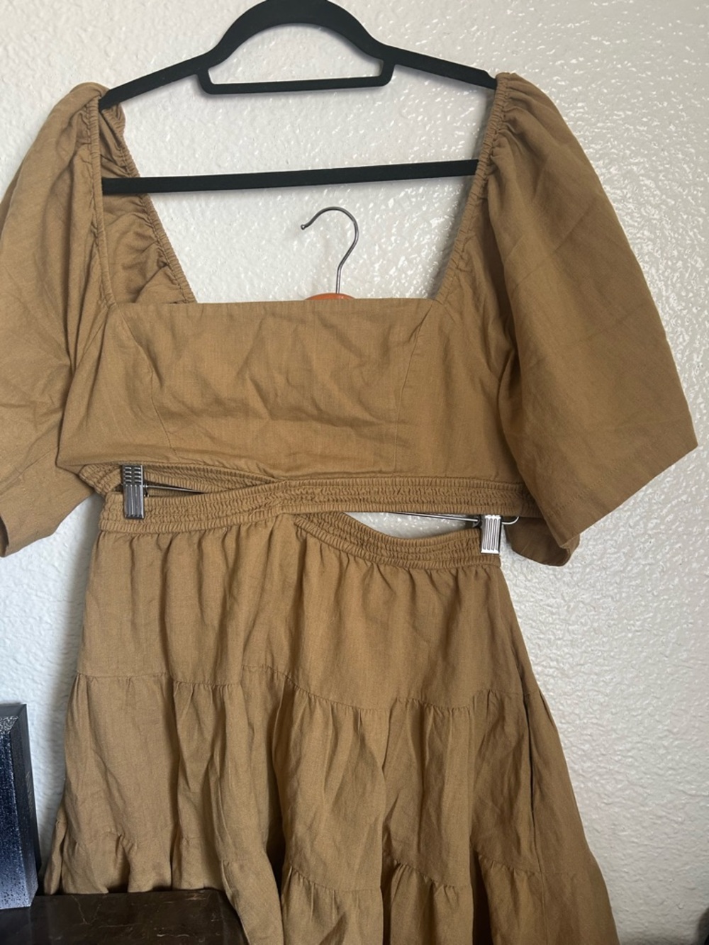 Free People Brown Cutout Puff-Sleeve Mini Dress - Picture 6 of 6